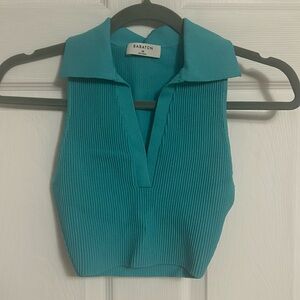 Babaton Aritzia Polo Crop Tank Top Sculpt Knit